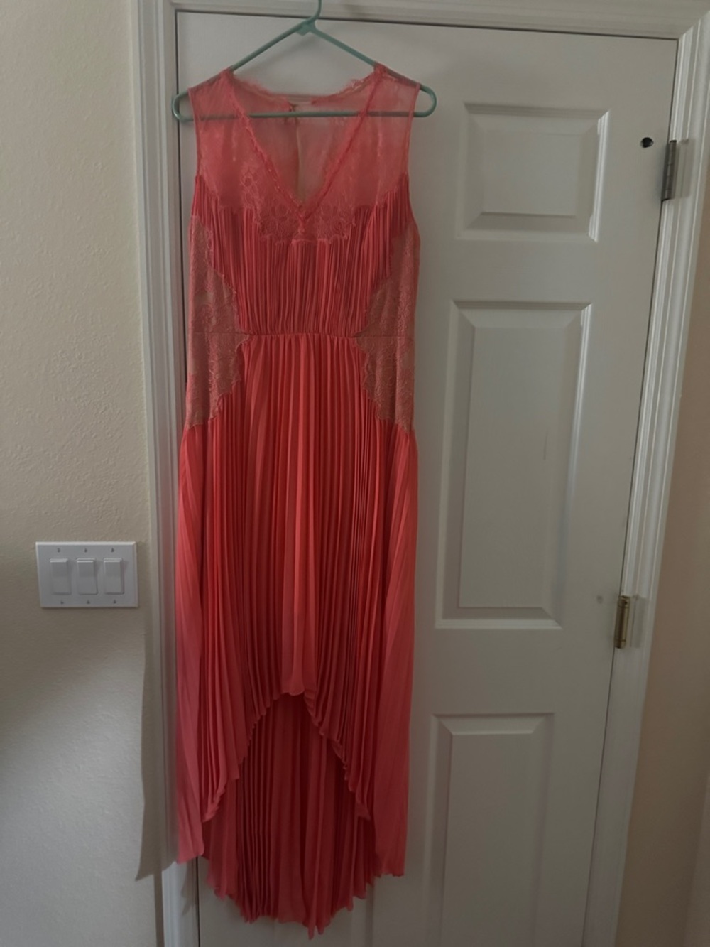 BCBGMaxAzria Coral Pleated High-Low Dress